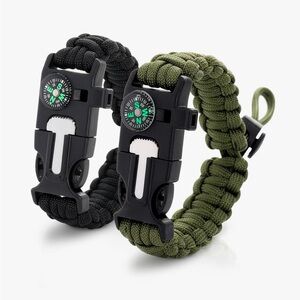2Pack Survival Paracord Bracelet – 5-in-1 Adjustable Tactical Bracelet NEW